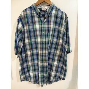 Saddlebrook Button Down Shirt 2XL Men's Plaid Short Sleeve Western Cowboy